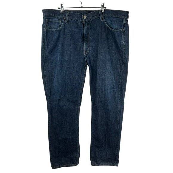 Levi's 514 Straight Fit Denim Jeans Men W42 L32 Blue Dark Wash 100% Cotton - Picture 1 of 9